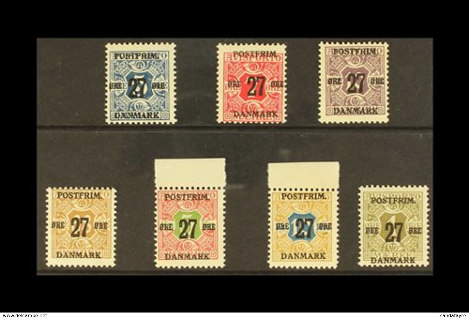 1918 "27" Ore Surcharges On Newspaper Stamps, Watermark Crown, Complete Set, SG 190/196, Very Fine Mint. (7 Stamps) For  - Other & Unclassified