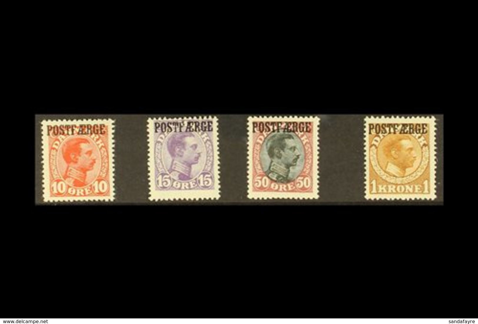 PARCEL POST 1919-20 10 Ore, 15 Ore, 50 Ore, And 1kr Overprinted "POSTFAERGE" Complete Set, Michel 1/4, Fine Mint. (4 Sta - Other & Unclassified