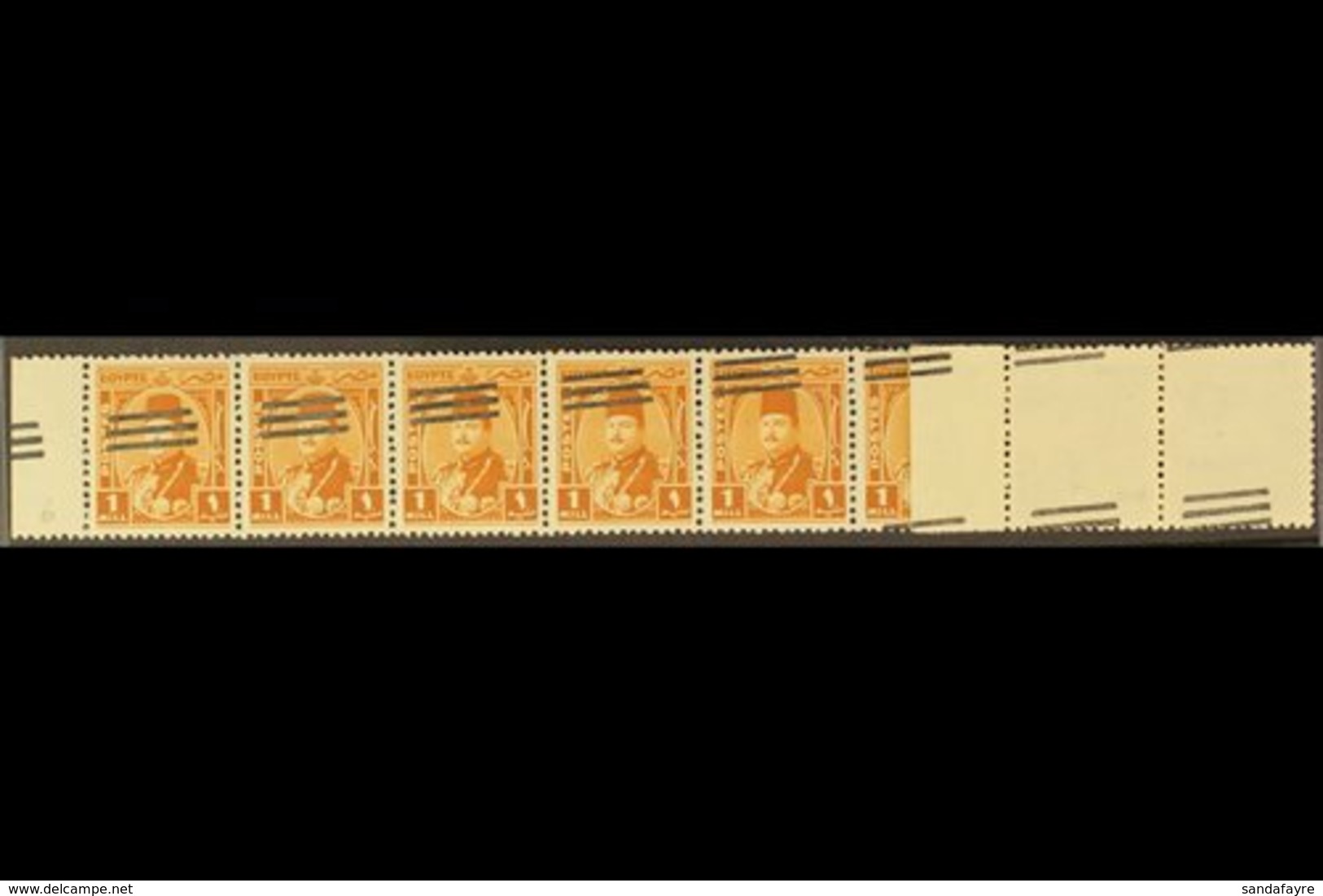 1953 1m Orange-brown With Bars Overprint, SG 438, Never Hinged Mint Horizontal STRIP OF 10 With Diagonal Overprints And  - Other & Unclassified