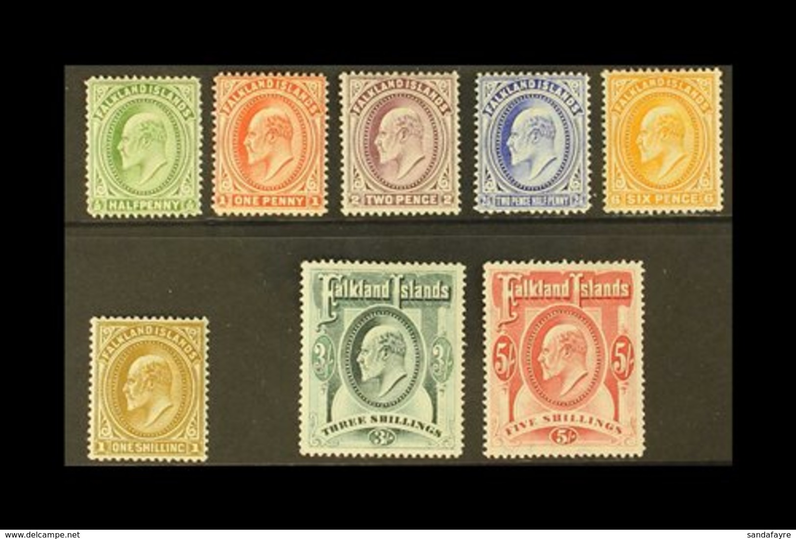 1904-12 KEVII Definitive "Basic" Set, SG 43/50, Very Fine Mint (8 Stamps) For More Images, Please Visit Http://www.sanda - Falklandinseln