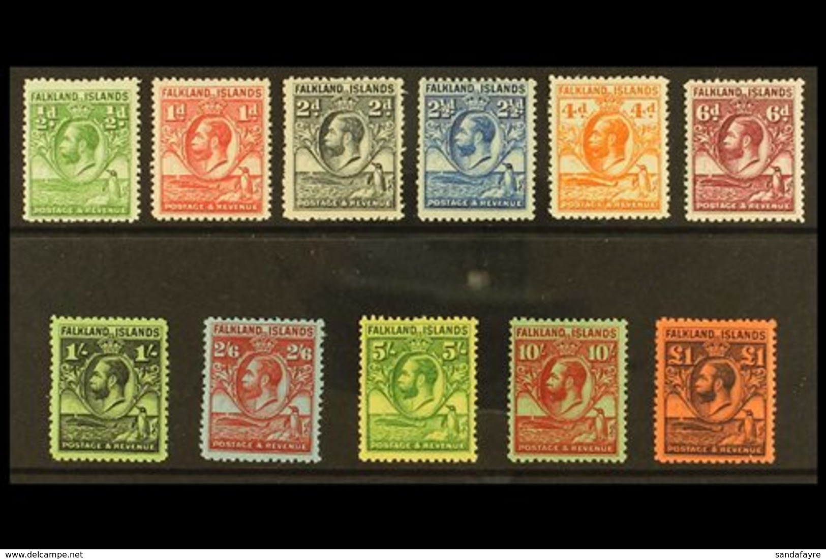 1929-37 Whale And Penguins Set Complete, SG 116/126, Very Fine Mint (11 Stamps) For More Images, Please Visit Http://www - Falkland