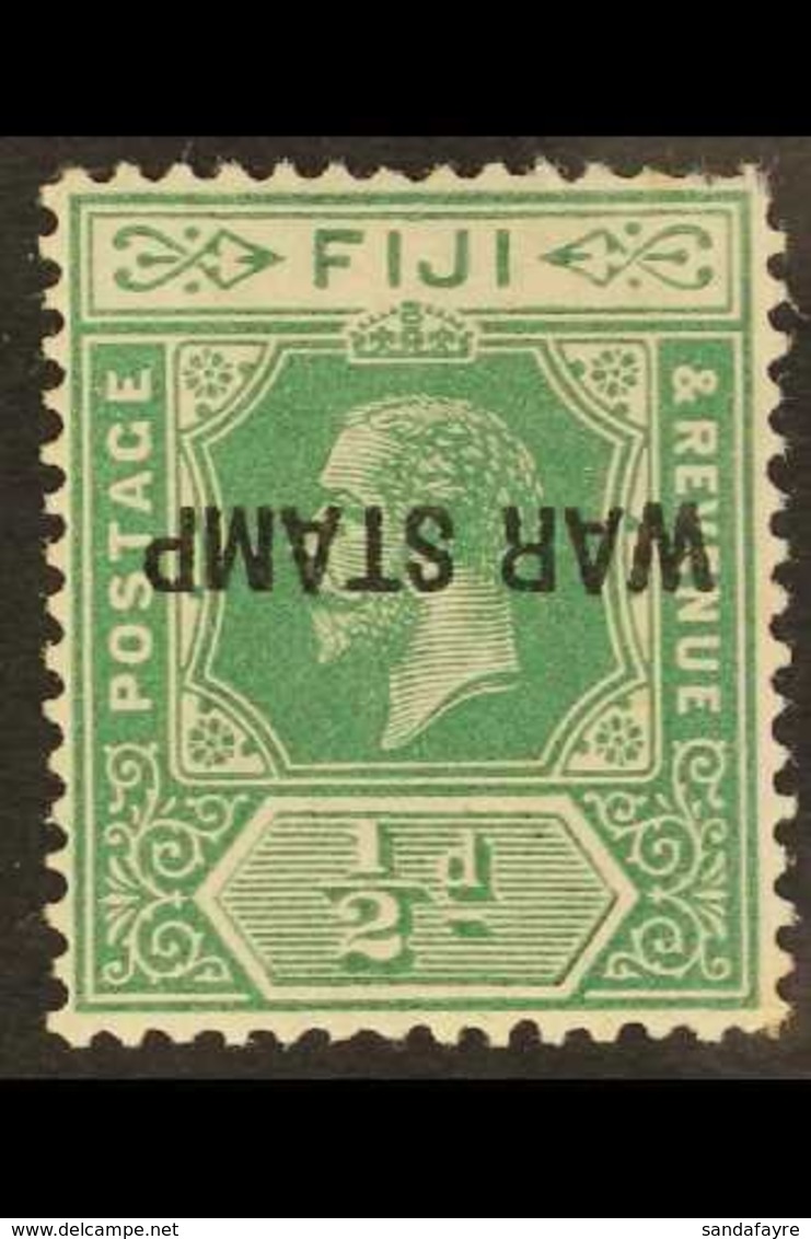 1915-19 ½d Blue- Green With "WAR TAX" OPT INVERTED, SG 138c, Lightly Hinged Mint With Perf Faults At Top Right, Signed S - Fiji (...-1970)
