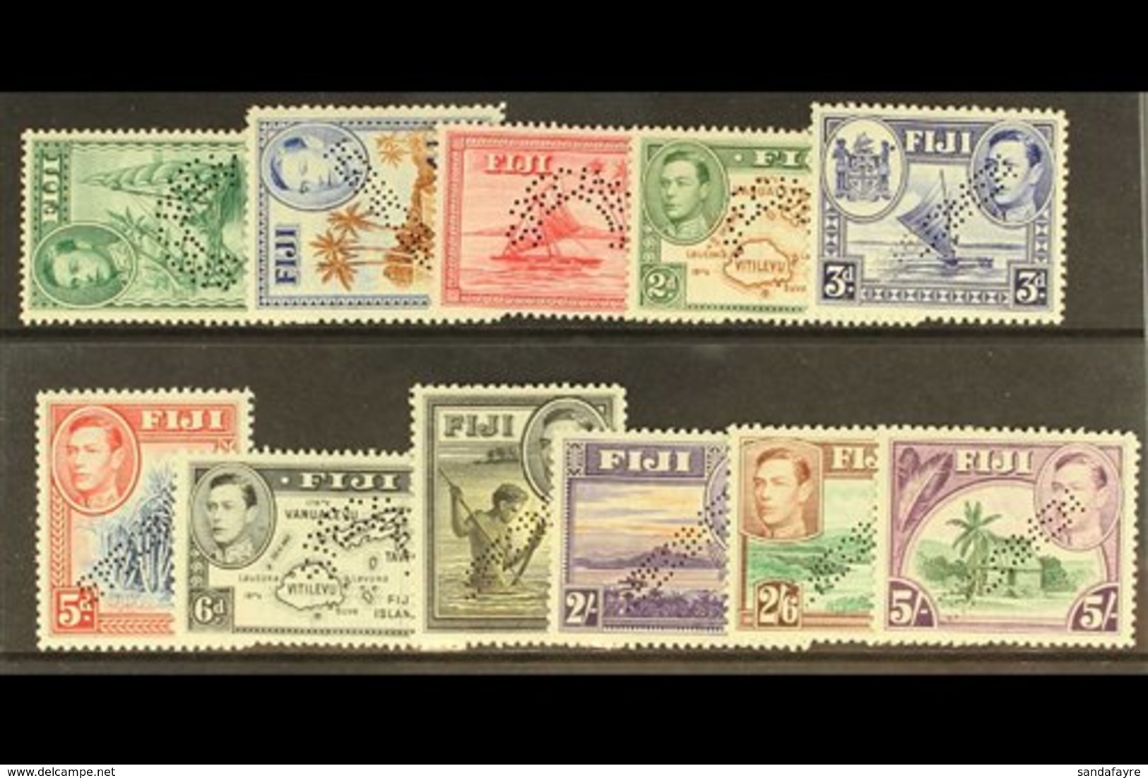 1938 The Original Set To 5s, Perf. "SPECIMEN", Very Fine Mint. (11 Stamps) For More Images, Please Visit Http://www.sand - Fiji (...-1970)