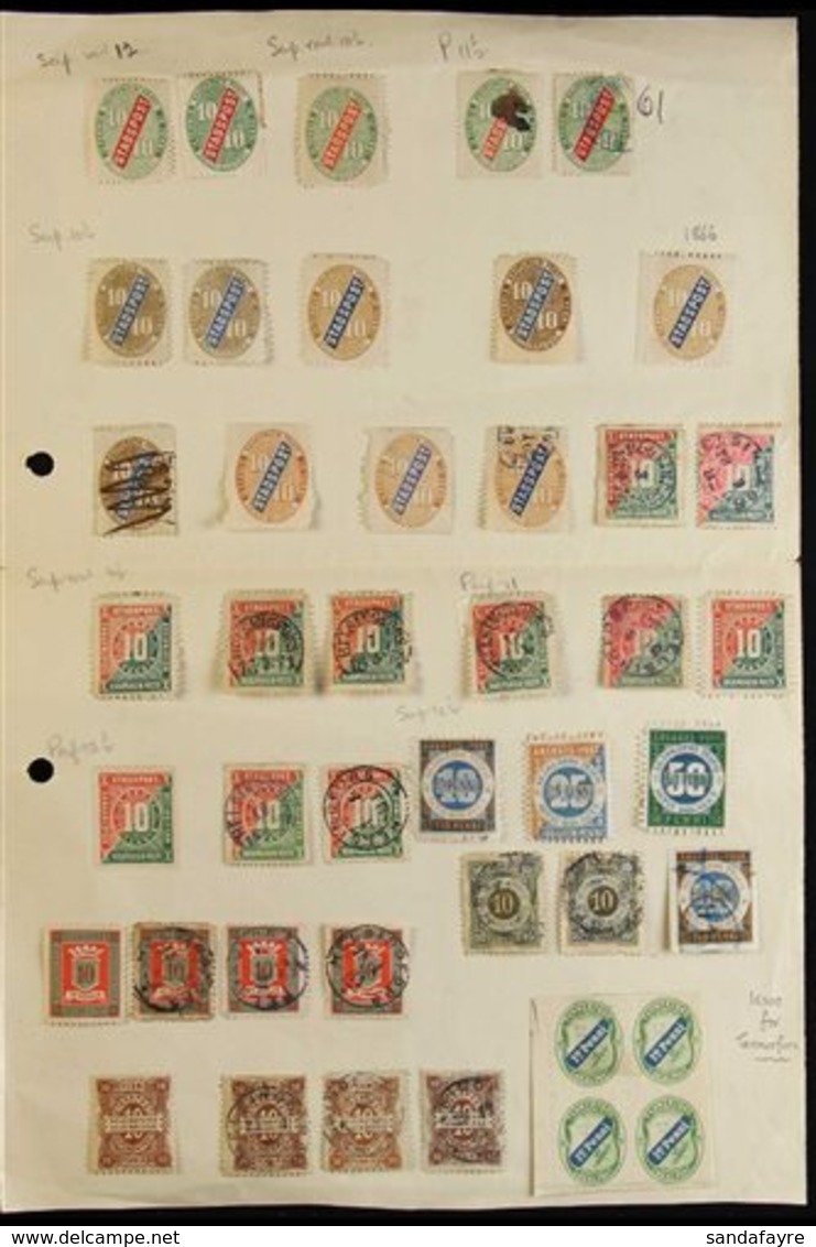 LOCAL STAMPS 1870's-1880's Mint & Used Collection On An Old Page, Includes HELSINGFORS (x35, Various Issues) & TAMMERFOR - Other & Unclassified
