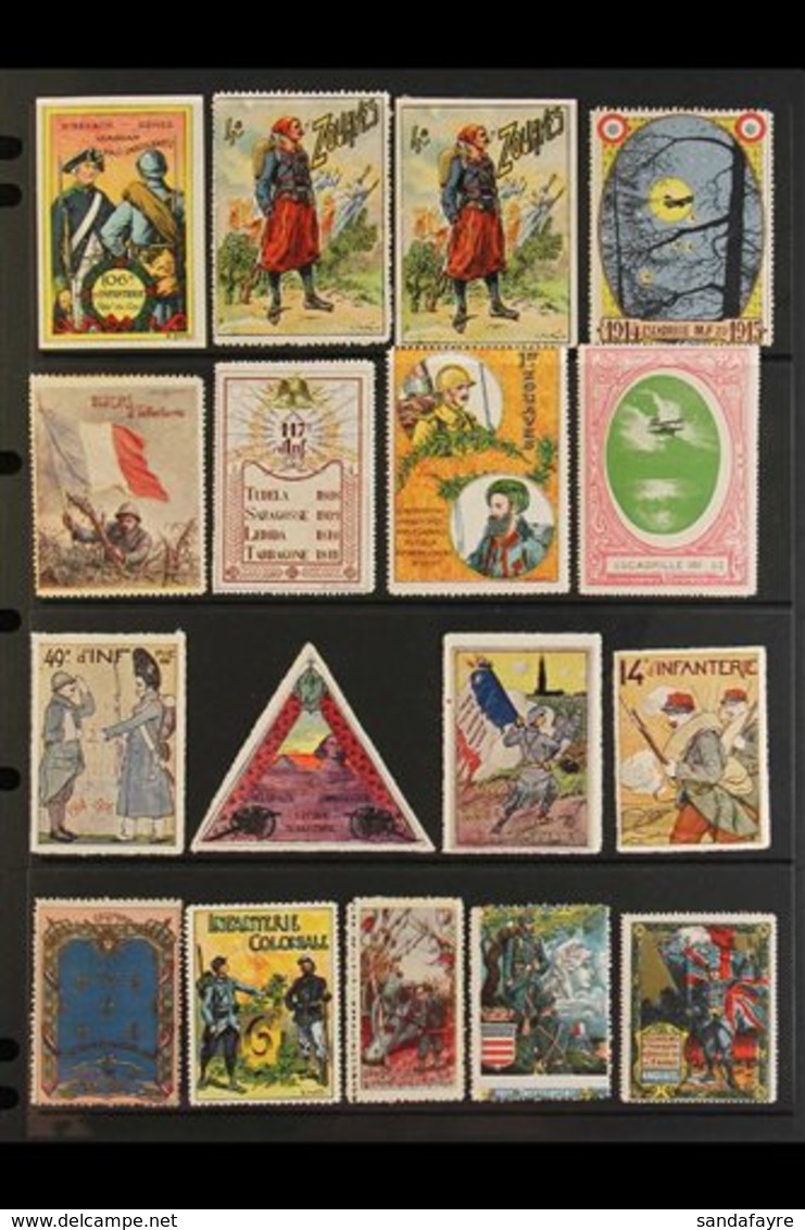 DELANDRE LABELS 1914-1916 Interesting Fine Mint Collection Of Various Colourful Delandre Labels Presented On Stock Pages - Autres & Non Classés