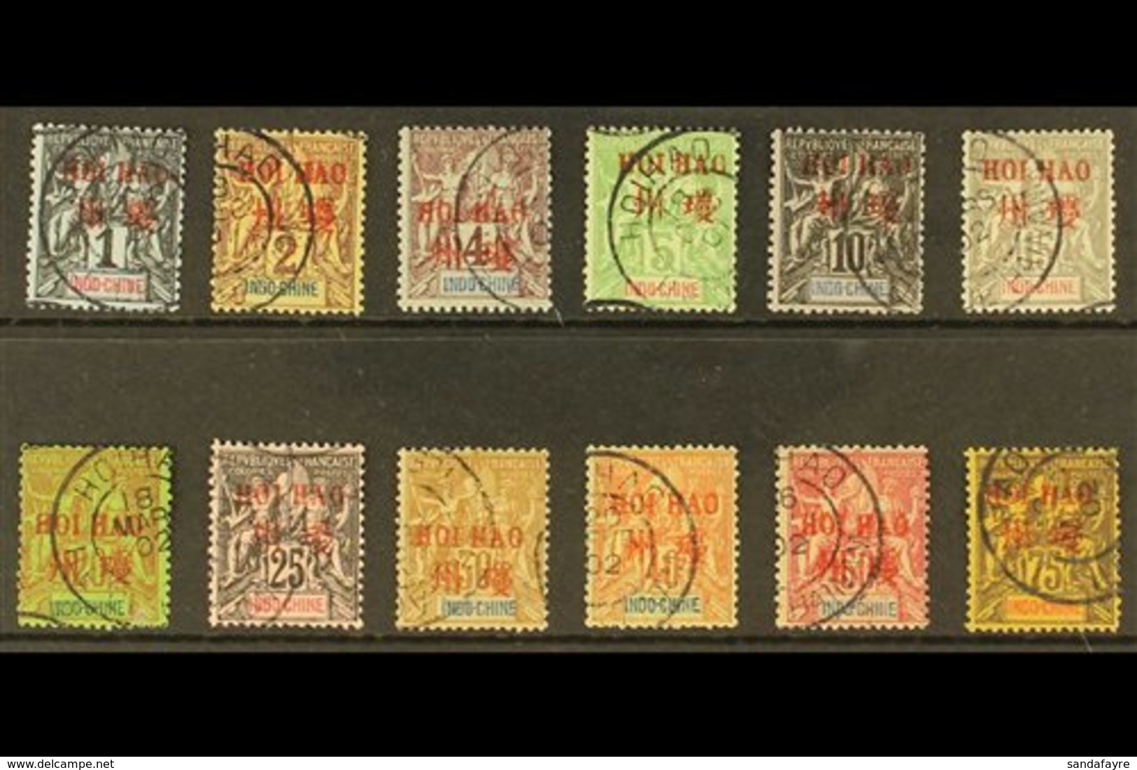 HOI-HAO 1901 1c To 15c Grey & 20c To 75c "HOI HAO" Overprints, Yvert 1/6, 8/13, Very Fine Used (12 Stamps). For More Ima - Other & Unclassified