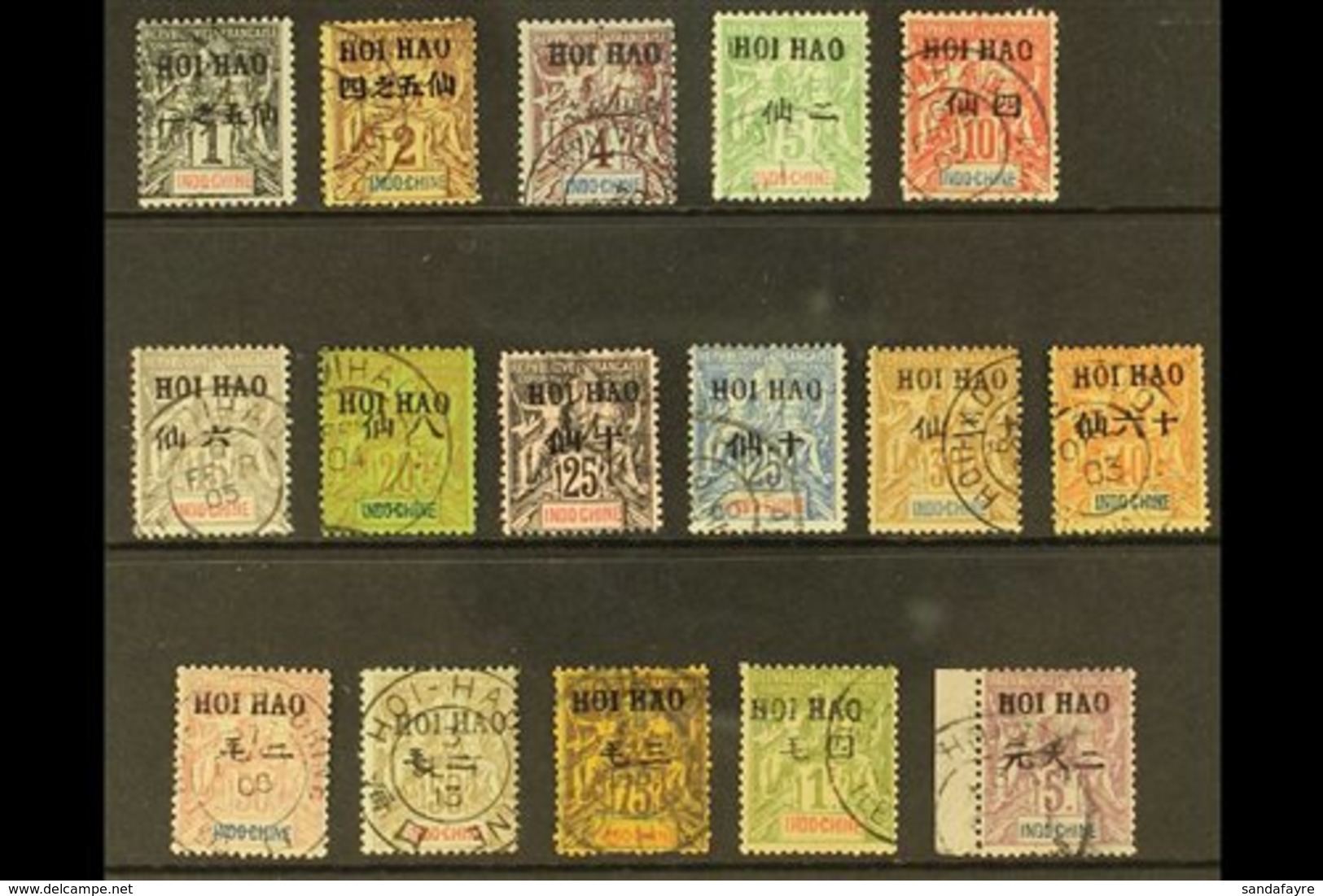 HOI-HAO 1903-4 Complete "HOI HAO" Overprints Set, Yvert 16/31, SG 16/31, Fine Used (16 Stamps). For More Images, Please  - Other & Unclassified