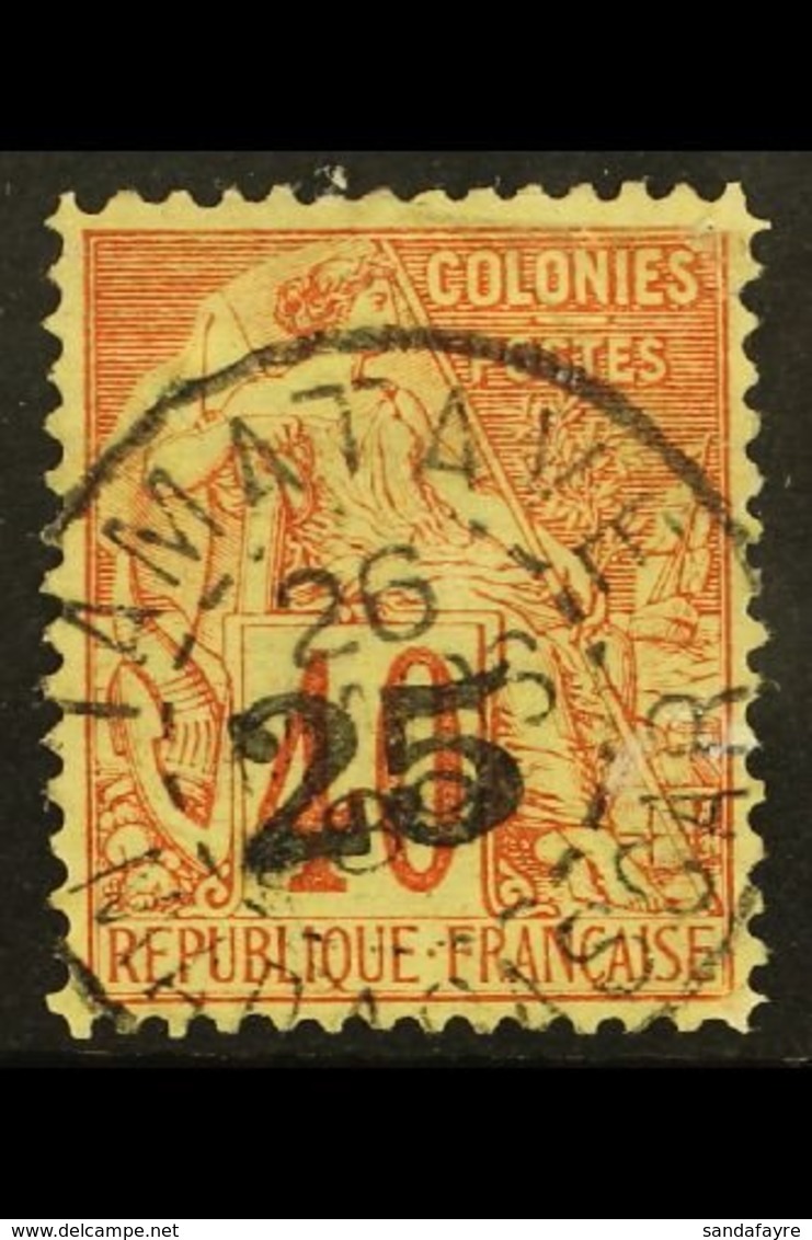 MADAGASCAR 1889 25 On 40c Red On Yellow, SG 3 (Yvert 3), Very Fine Used. For More Images, Please Visit Http://www.sandaf - Autres & Non Classés