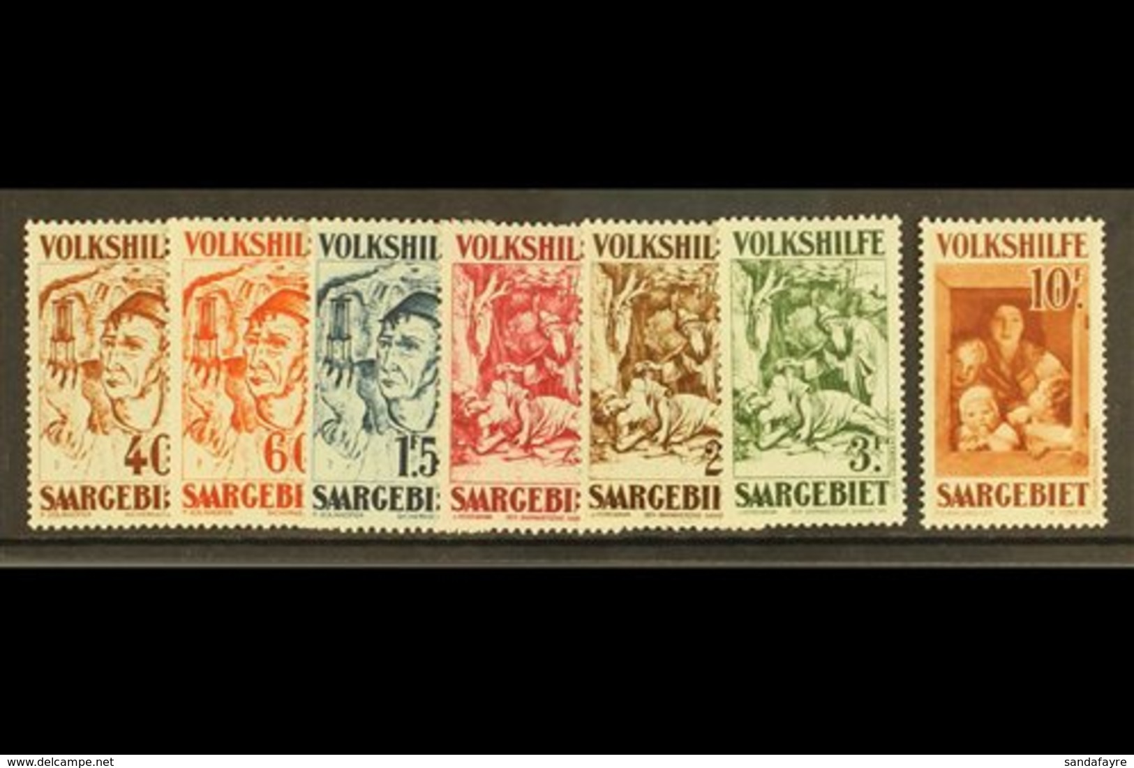 SARRE 1930 "In The Window" Charity Set Complete, Yv 141/7, Very Fine Mint. (7 Stamps) For More Images, Please Visit Http - Other & Unclassified