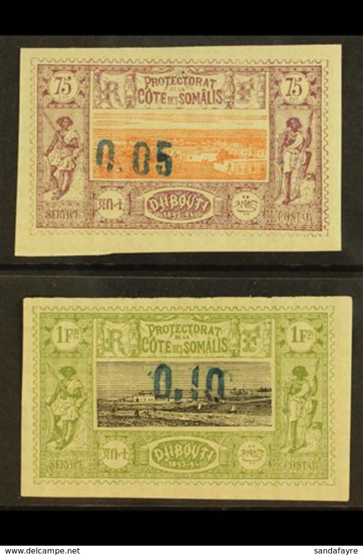 SOMALI COAST 1899 0,40 On 4c And 0,10 On 1fr Imperf, Yv 23/4, Very Fine Mint. For More Images, Please Visit Http://www.s - Other & Unclassified