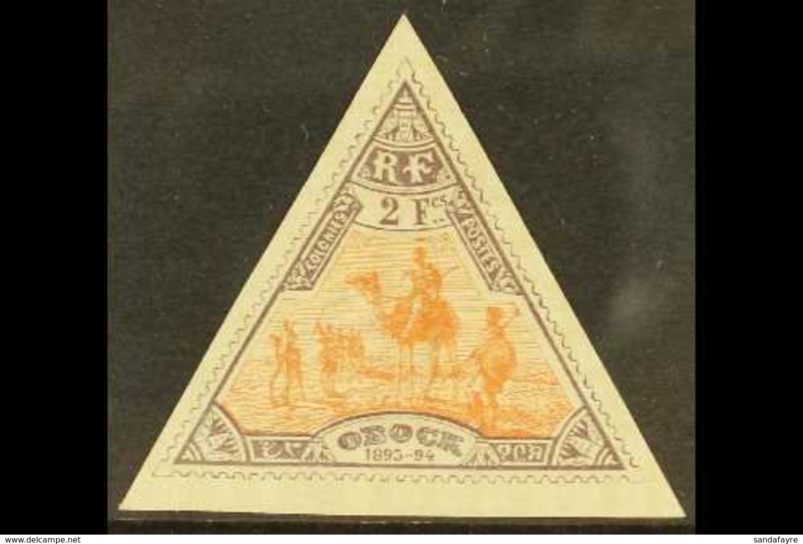 SOMALI COAST OBOCK 1894-1903 2fr Orange And Lilac, Triangular, SG 78, Fine Mint. For More Images, Please Visit Http://ww - Other & Unclassified