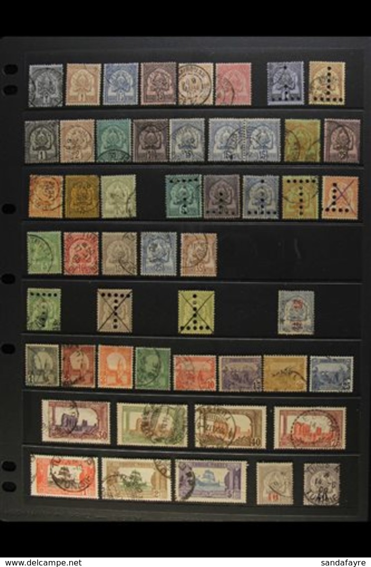 TUNISIA 1888-1933 ALL DIFFERENT USED COLLECTION Presented On Stock Pages. Includes 1888-93 Plain Background Armories Ran - Other & Unclassified