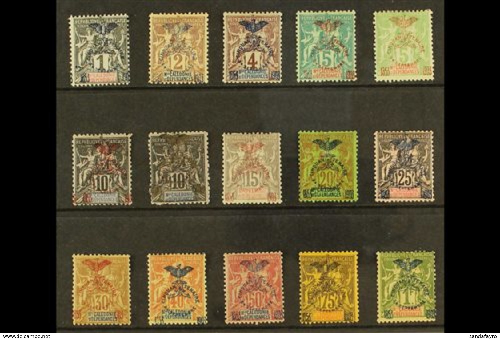 NEW CALEDONIA 1903 50th Anniversary Complete Overprint Set, Yvert 67/80, Fine Mint. (15 Stamps) For More Images, Please  - Sonstige & Ohne Zuordnung