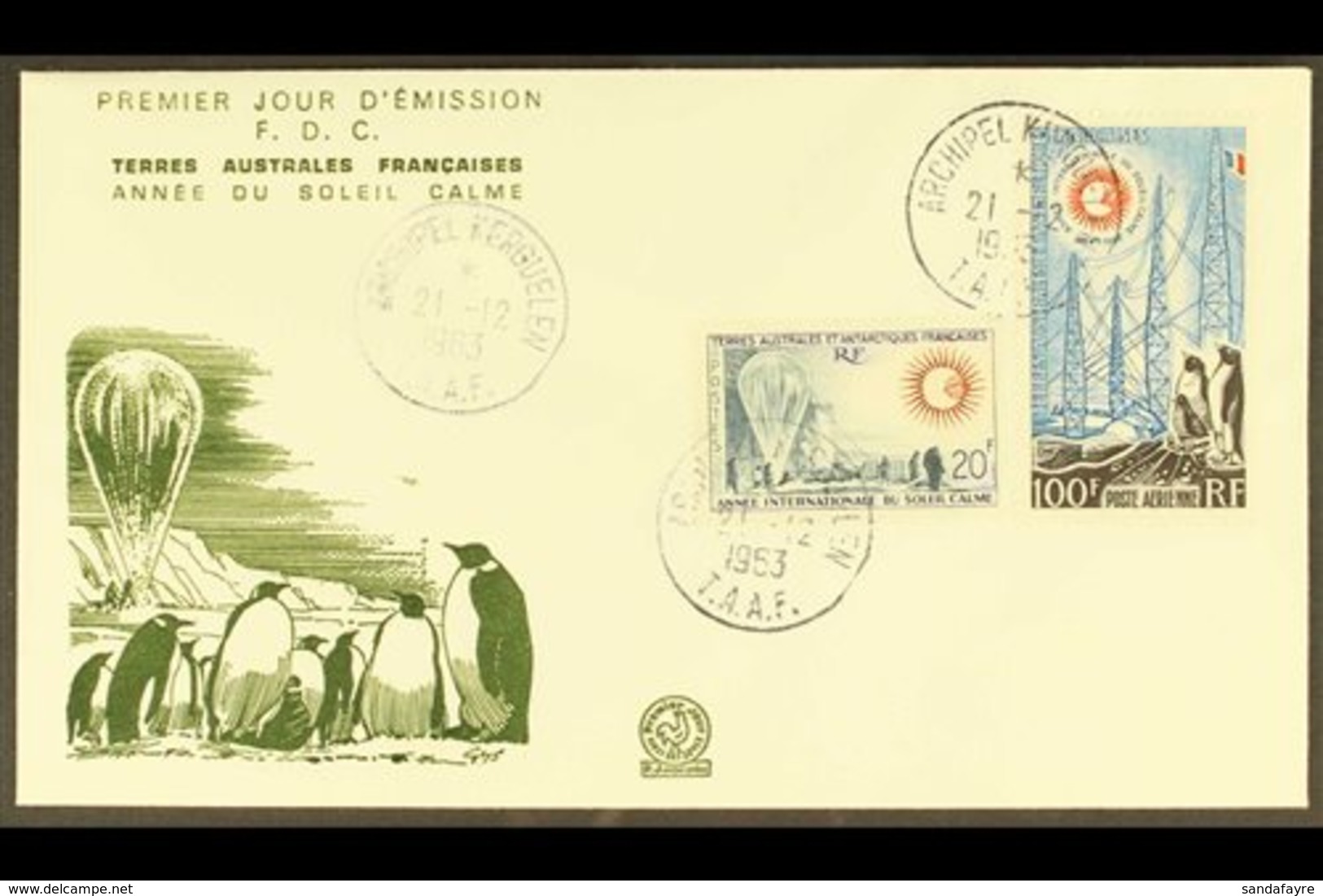 T.A.A.F. 1963 Quiet Sun Year On Illustrated First Day Cover, Yvert 21 & Airmail 7, Light Crease On Front, Clear Of Stamp - Other & Unclassified