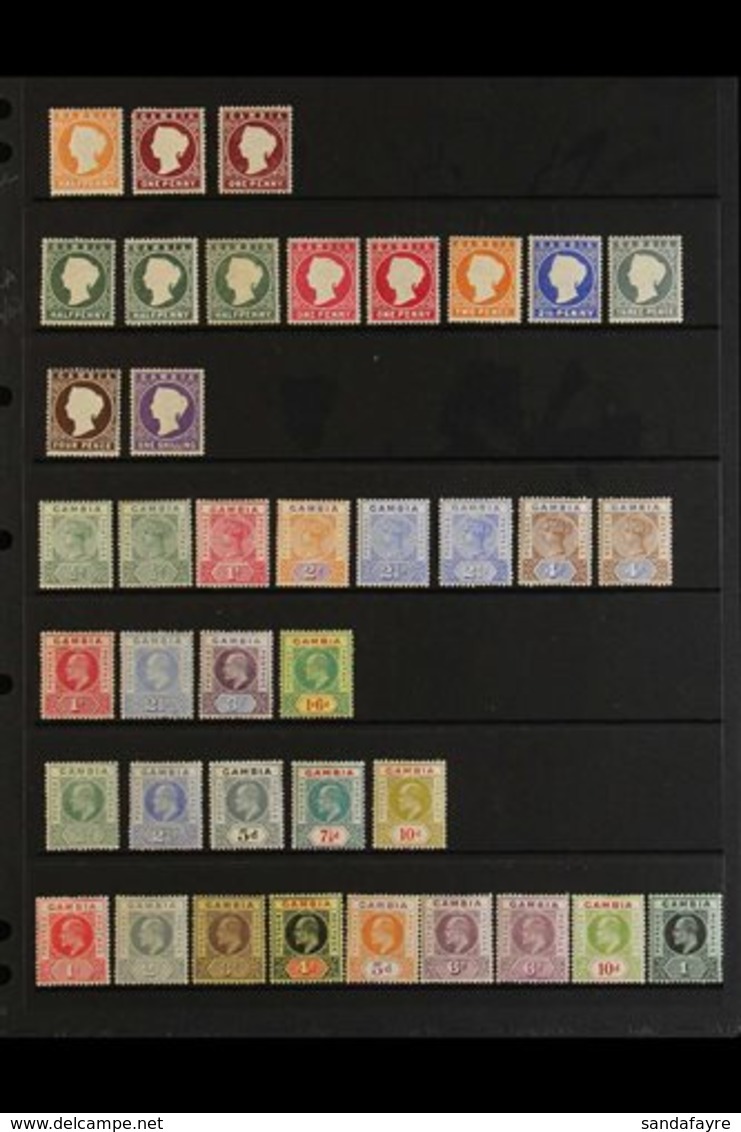 1880-1935 OLD TIME MINT ASSEMBLY Presented On A Pair Of Stock Pages & Includes, Victoria CC Wmk ½d & 1d, CA Wmk S/ways R - Gambia (...-1964)