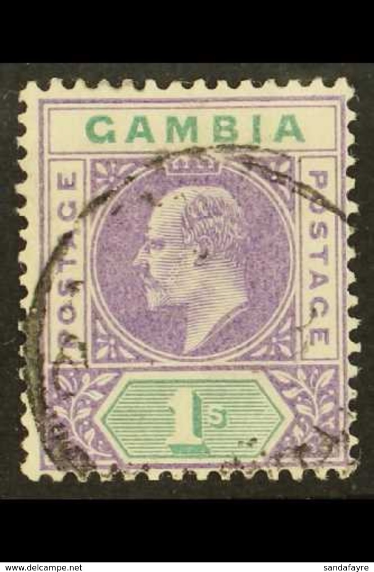1902-05 (wmk CA) KEVII 1s Violet And Green, SG 52, Fine Used. For More Images, Please Visit Http://www.sandafayre.com/it - Gambia (...-1964)