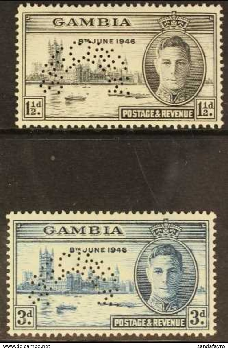 1946 Victory Complete Set Perf "SPECIMEN", SG 162s/163s, Mint. (2 Stamps) For More Images, Please Visit Http://www.sanda - Gambia (...-1964)