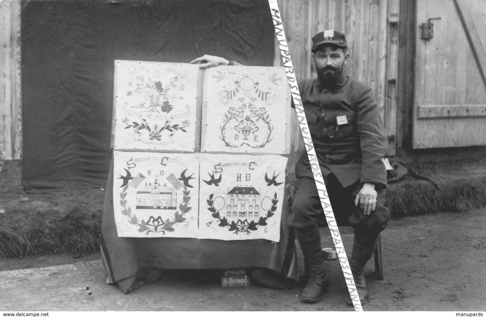 1917 / CARTE PHOTO / PRISONNIER DE GUERRE / ALTEN GRABOW / DESSEIN / ARTISANAT / SAINT CORNEILLE SAVIGNE L' EVEQUE - Guerre, Militaire