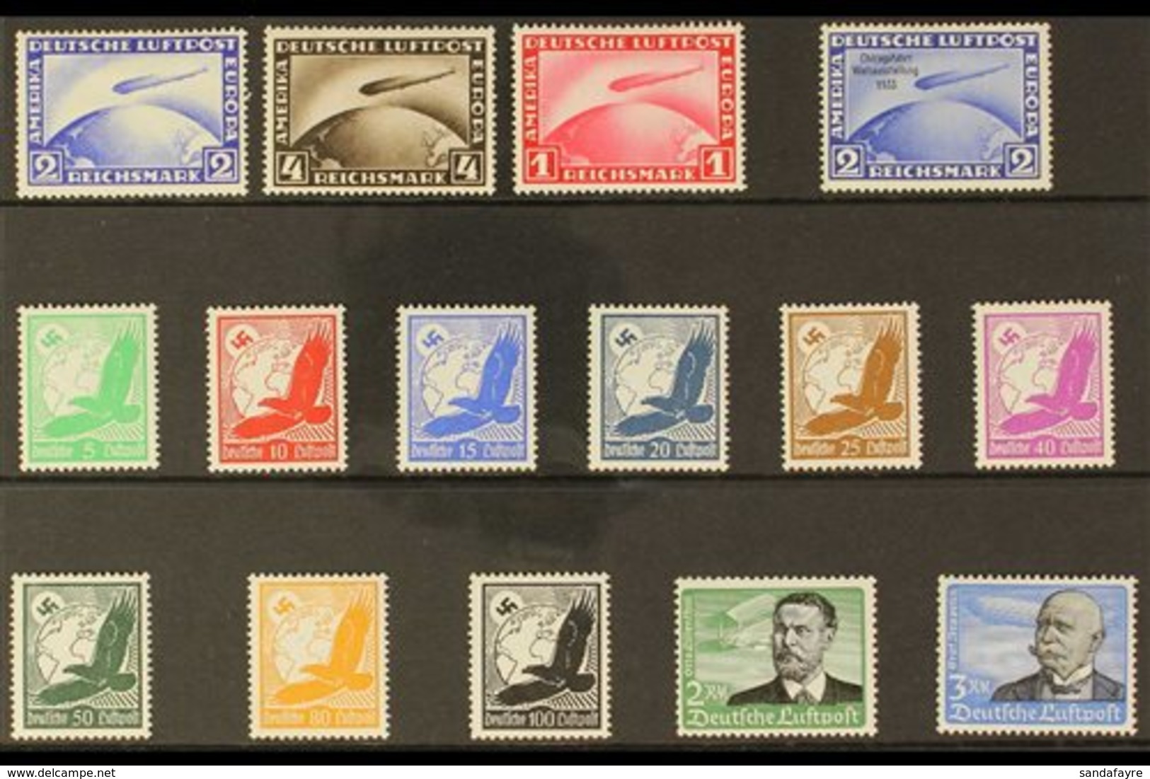 1928-34 AIR POST ASSEMBLY An Attractive Assembly Presented On A Stock Card That Includes The 1928-31 Air Zeppelin Set Mi - Other & Unclassified