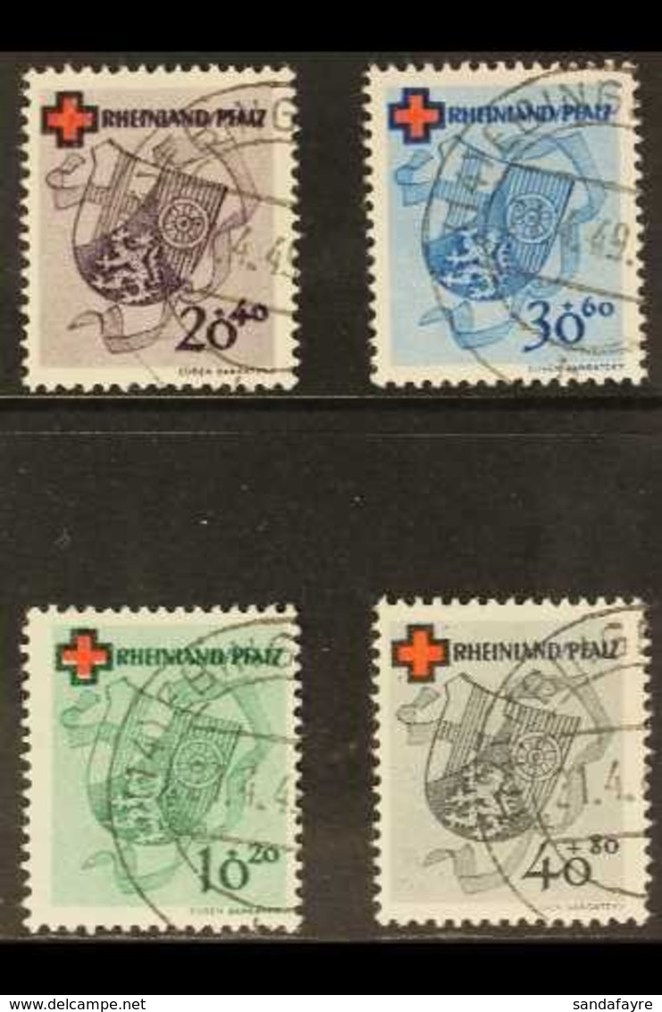 FRENCH ZONE RHEINLAND-PFALZ 1949 Red Cross Complete Set (Michel 42/45, SG FR42/45), Superb Cds Used With Matching "Ebing - Other & Unclassified