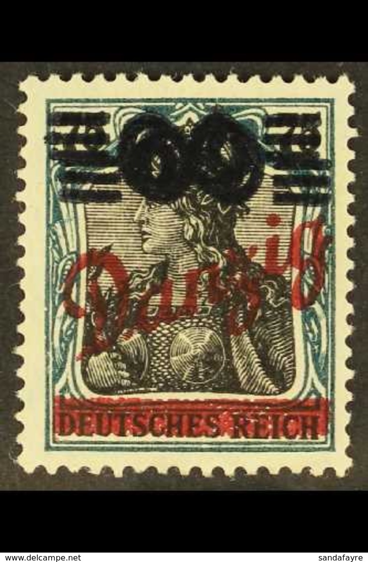 1921 (6 MAY) "60" On 75pf Germania With Diagonal Overprint, With SURCHARGE DOUBLE Variety, Michel 72 DD, Never Hinged Mi - Other & Unclassified
