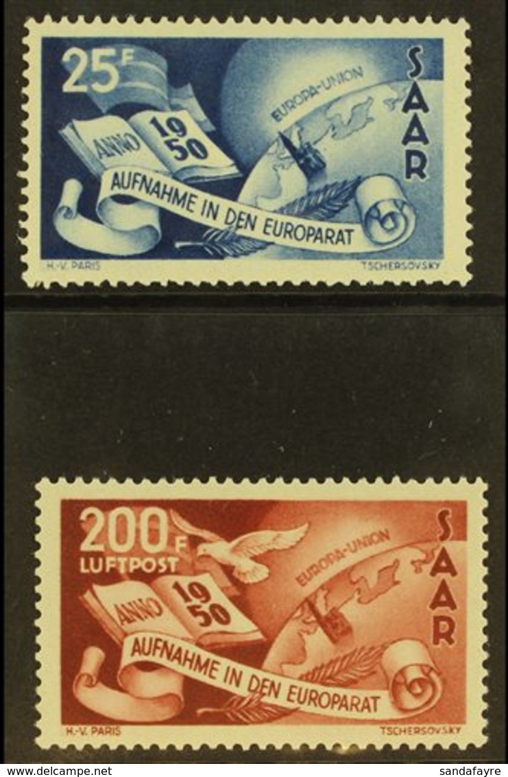1950 Council Of Europe Complete Set (Michel 297/98, SG 294/95), Never Hinged Mint, Fresh. (2 Stamps) For More Images, Pl - Andere & Zonder Classificatie