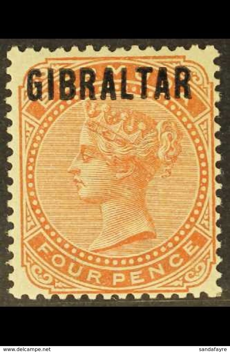 1886 4d Orange-brown Overprinted, SG 5, Fine Mint. For More Images, Please Visit Http://www.sandafayre.com/itemdetails.a - Gibraltar