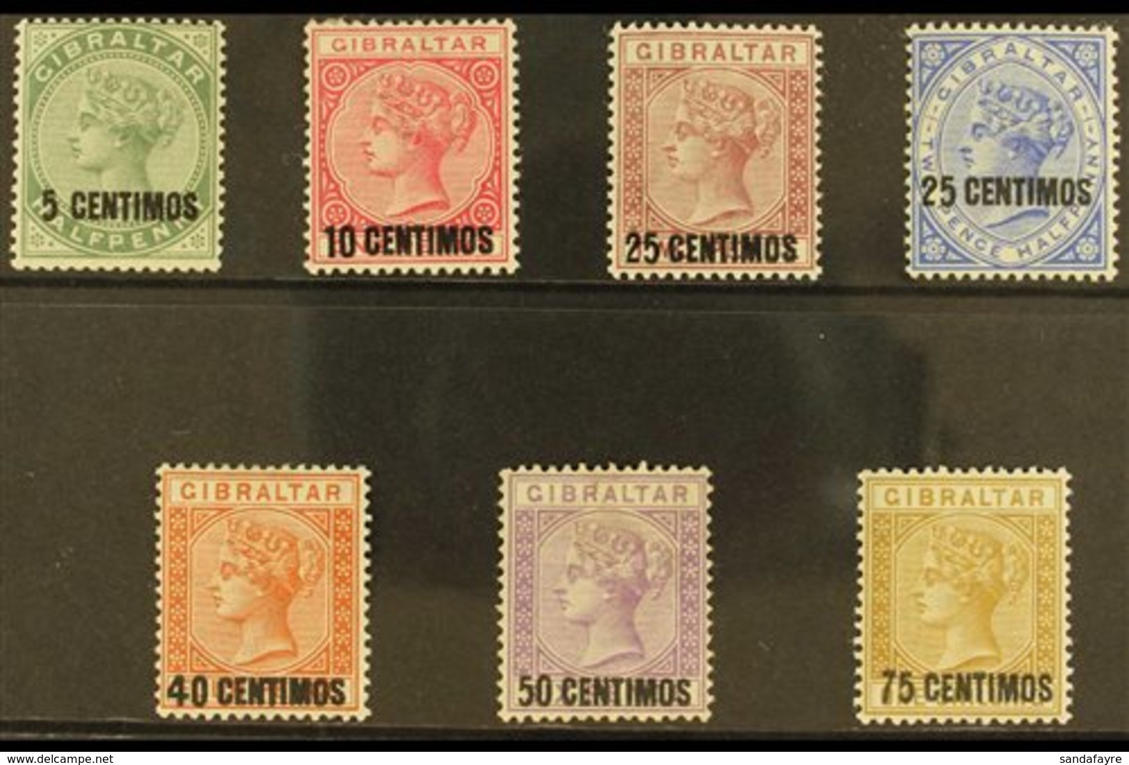 1889 Complete Surcharge Set, SG 15/21, Very Fine Mint. (7 Stamps) For More Images, Please Visit Http://www.sandafayre.co - Gibraltar