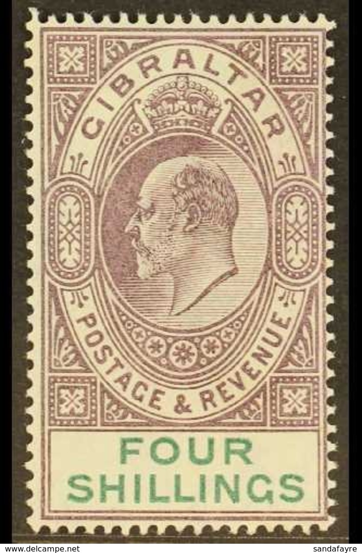 1903 4s Dull Purple And Green, Wmk Crown CA, SG 53, Mint Very Lightly Hinged. Fresh!. For More Images, Please Visit Http - Gibraltar