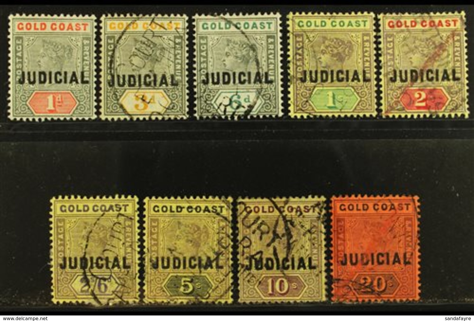 REVENUE STAMPS JUDICIAL 1899 Set To 20s, Barefoot 1/9, Fine Used. (9 Stamps) For More Images, Please Visit Http://www.sa - Côte D'Or (...-1957)