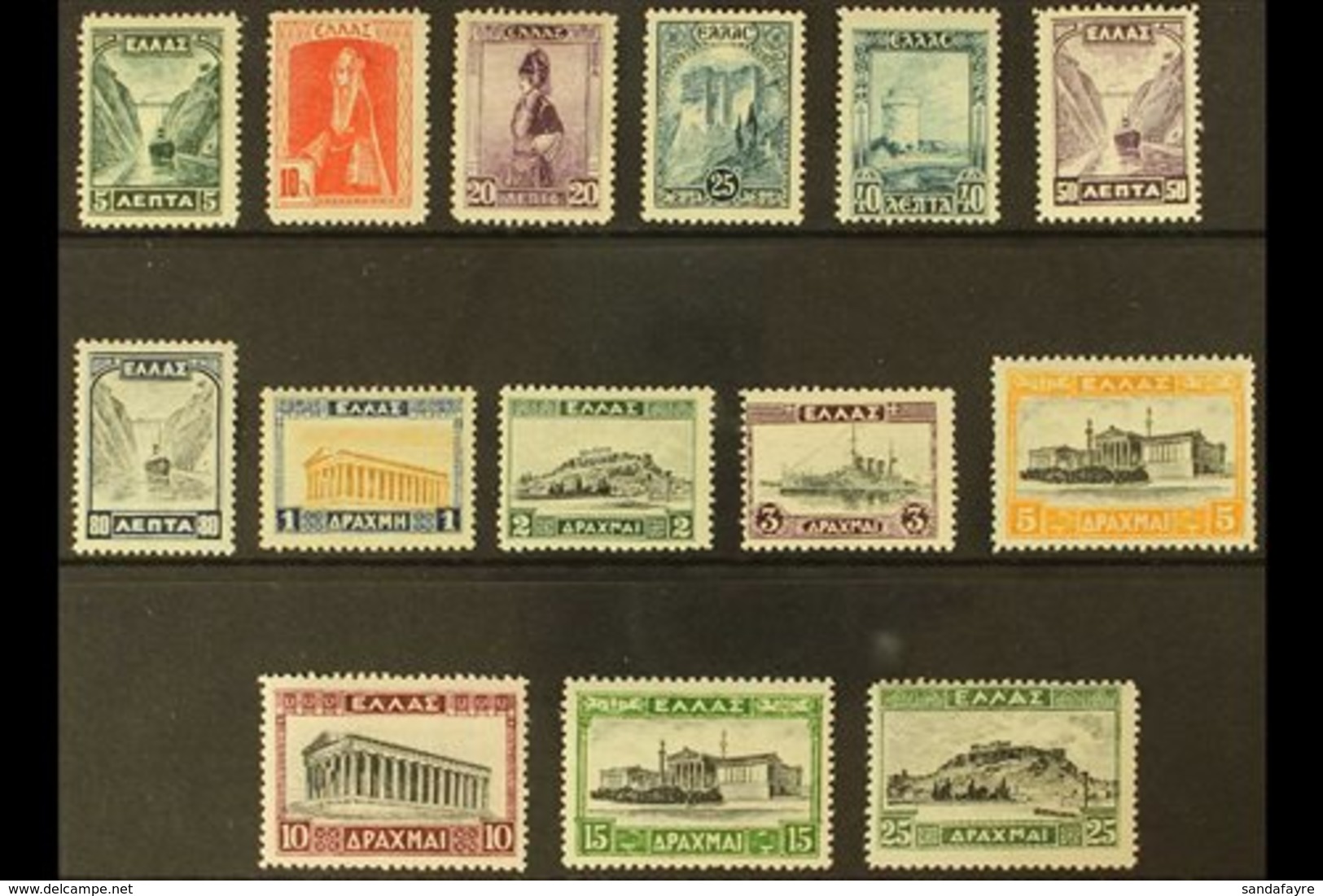 1927 Pictorials Complete Set (Michel 304/17 I, Hellas 467/80, SG 410-23), Fine Mint, Very Fresh. (14 Stamps) For More Im - Other & Unclassified