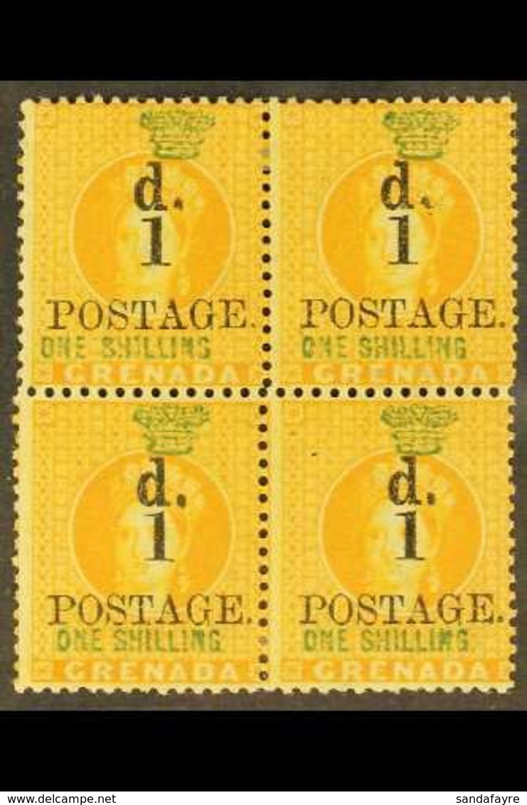 1886 1d On 1s Orange Wmk Large Star, SG 38, Superb Mint Og Block Of 4. For More Images, Please Visit Http://www.sandafay - Grenade (...-1974)