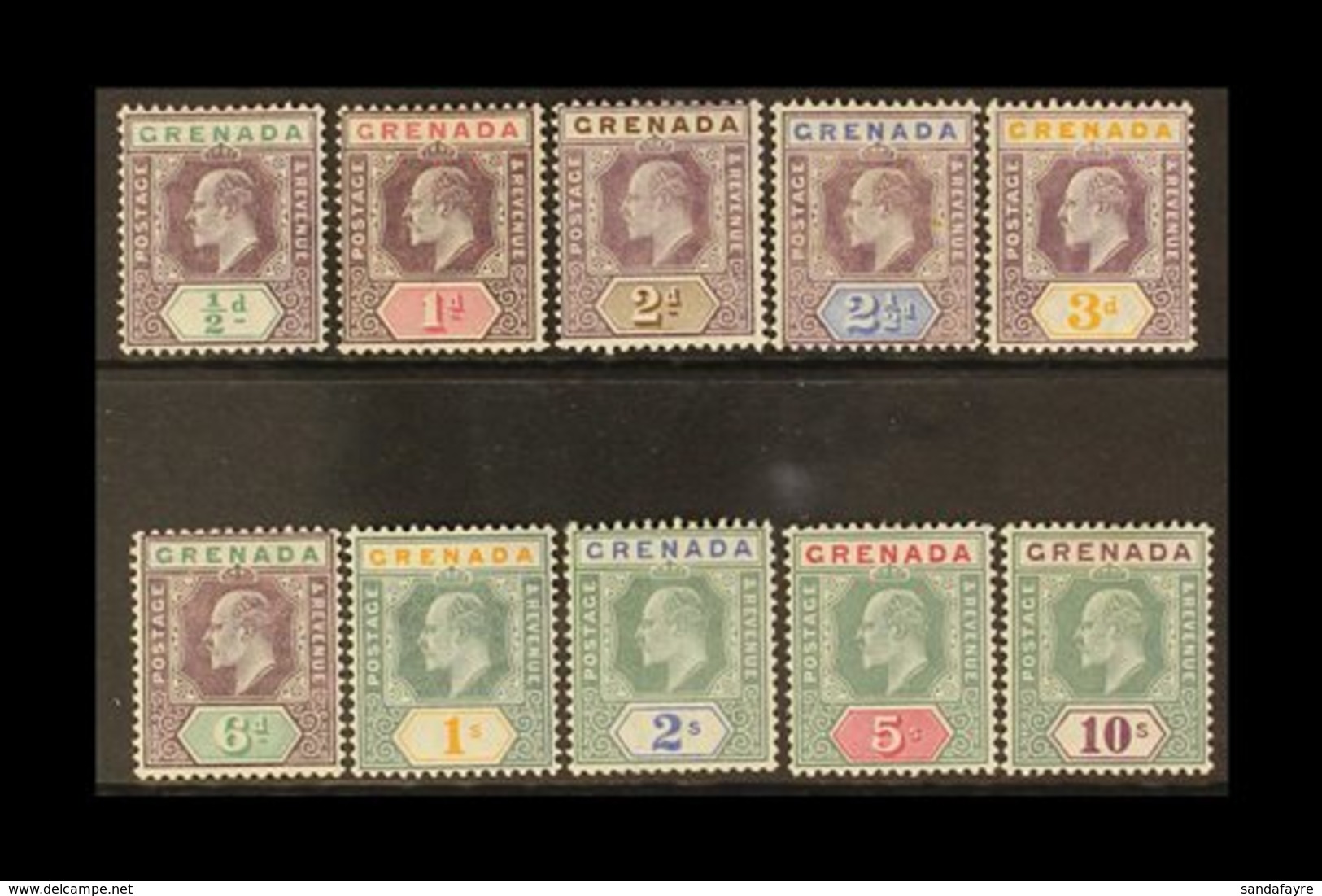1904-06 MCA Wmk Complete Definitive Set, SG 67/76, Fine Mint. (10 Stamps) For More Images, Please Visit Http://www.sanda - Grenada (...-1974)