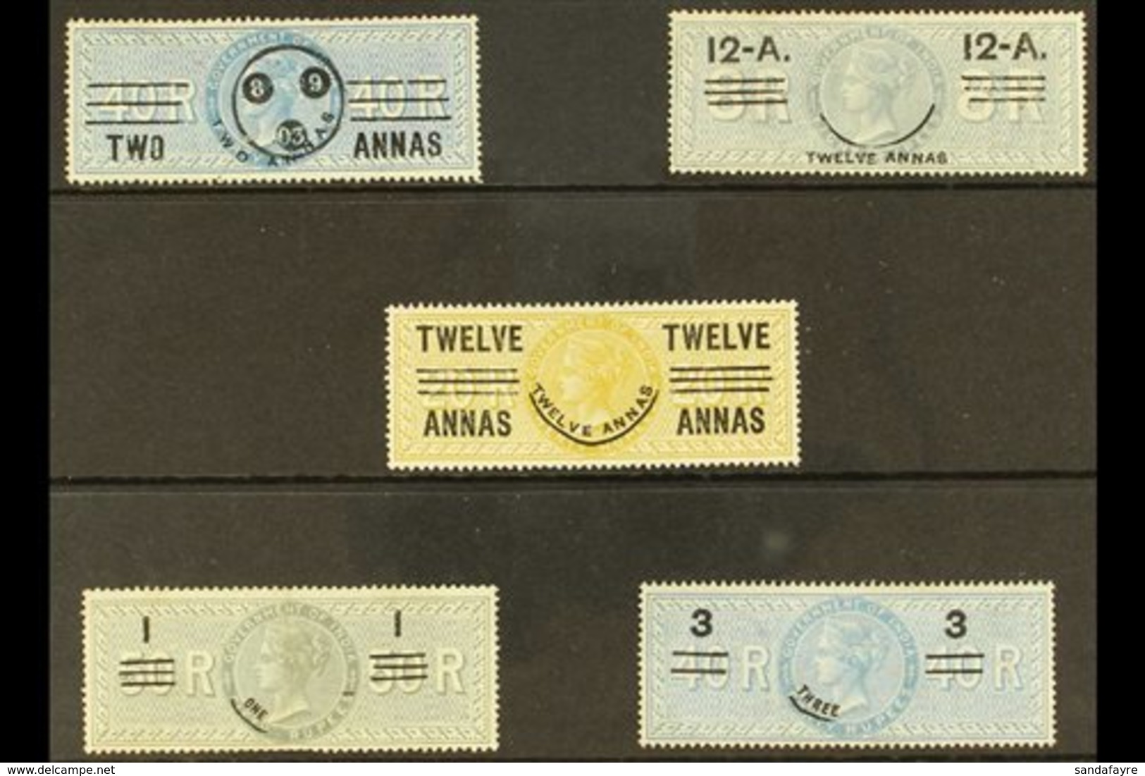 REVENUES - SPECIAL ADHESIVE 1903 Provisional Surcharges With 2a On 40r Blue, 12a On 8r Grey, 12a On 20a Brown, 1r On 50r - Other & Unclassified