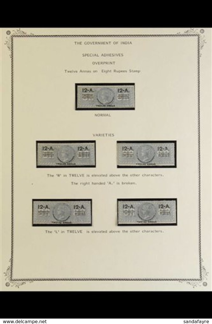 REVENUES - SPECIAL ADHESIVES 1903 PROVISIONAL SURCHARGES - FINE USED SPECIALIZED STUDY COLLECTION With Various Varieties - Other & Unclassified