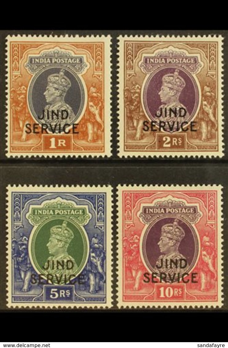 JIND OFFICIAL 1942 1r, 2r, 5r, And 10r Postage Issues Set Overprinted With "JIND SERVICE", SG O83/O86, Fine Mint. (4 Sta - Other & Unclassified