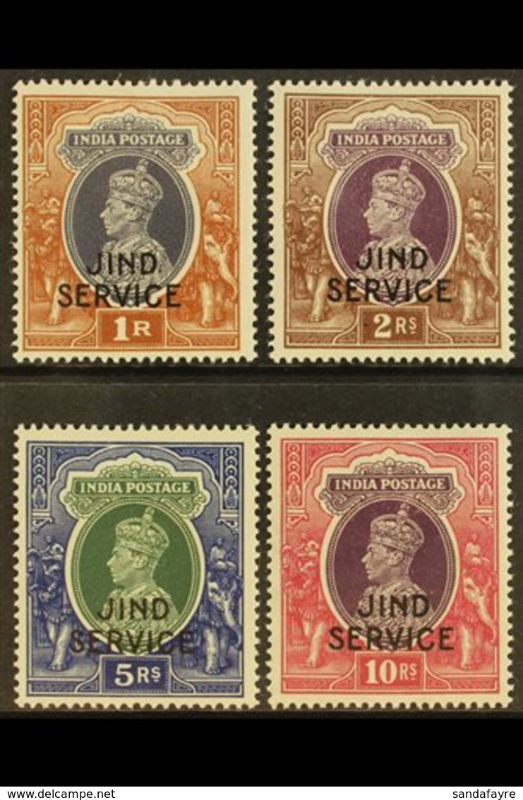 JIND OFFICIAL 1942 1r, 2r, 5r, And 10r Postage Issues Set Overprinted With "JIND SERVICE", SG O83/O86, Fine Mint. (4 Sta - Autres & Non Classés