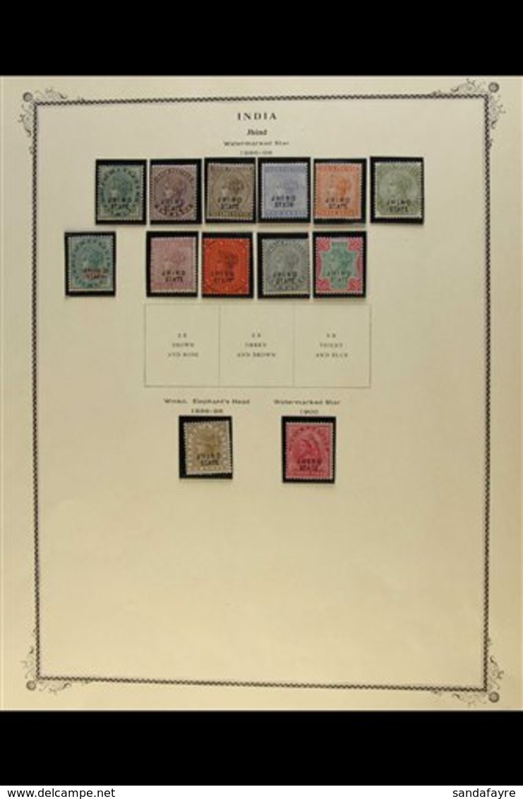 JIND QV To KGV FINE MINT Collection On Printed Leaves. With 1886 Red Overprint ½a; 1886-89 Black Overprint Set To Both 1 - Altri & Non Classificati