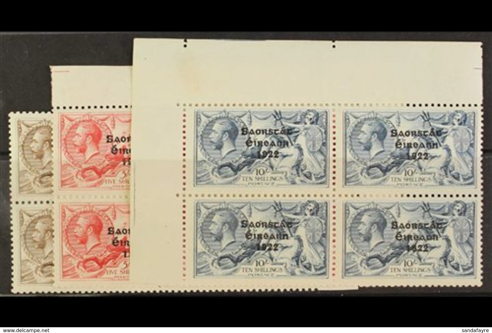 1927-28 SEAHORSES Wide Date Seahorses Set, SG 86/88, In Superb Never Hinged Mint Marginal (2s6d) Or Corner Blocks Of Fou - Other & Unclassified