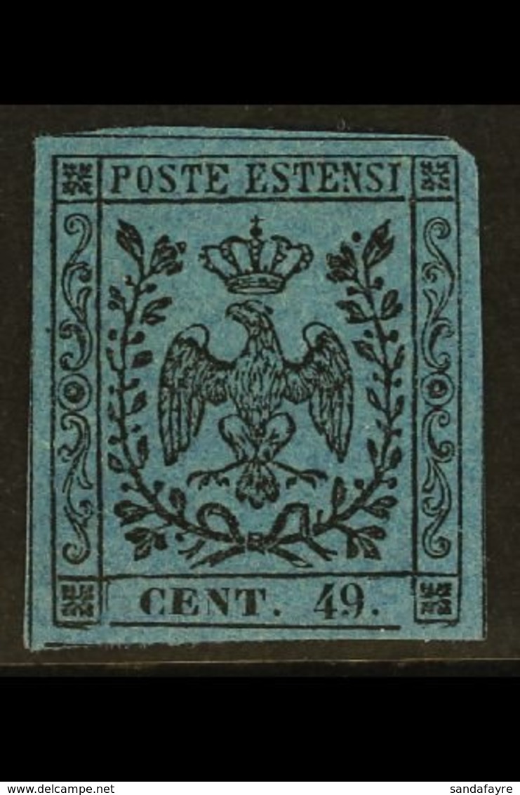 MODENA 1852 40c On Deep Blue With Stop After Value, Variety "49 For 40", Sass 10a, Very Fine Mint With Margins All Round - Unclassified
