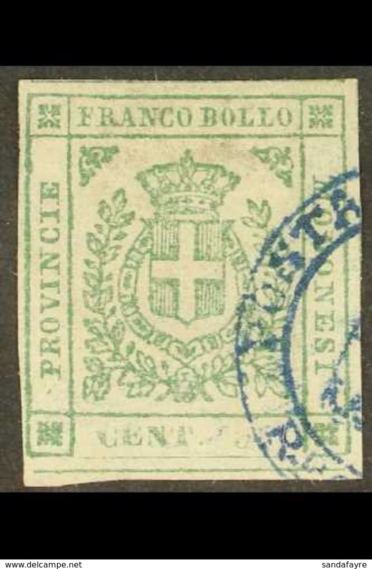 MODENA 1859 5c Green, Provisional Govt, Sass 12, Good Used With Blue Arms In Circle "Posta Lettere Reggio" Cancel, Small - Non Classés