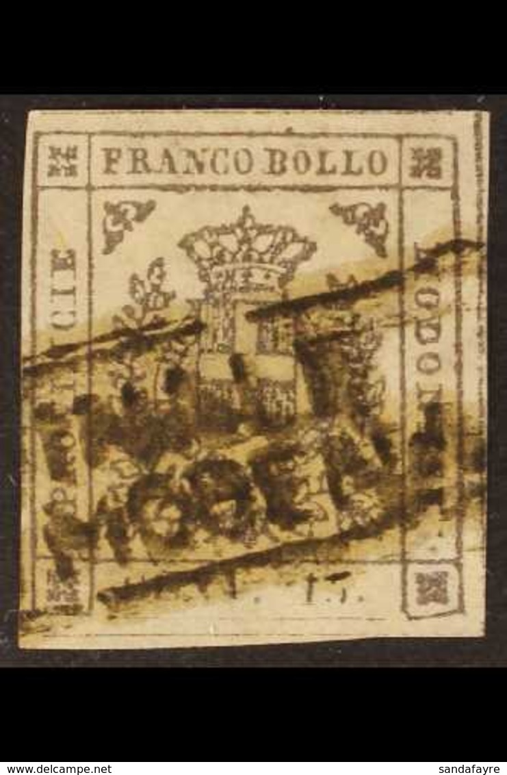 MODENA 1859 15c Brown (Sassone 13, SG 19), Used With Slightly Smudged Boxed "Finale Di Modena" Postmark, Four Large Marg - Unclassified