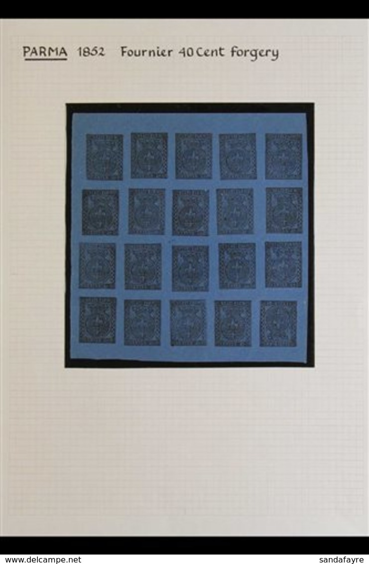 PARMA - FOURNIER FORGERIES 1852 40c Black On Blue, As Sass 5, Complete Sheet Of 25 "unused" Forgeries By Fournier. For M - Unclassified