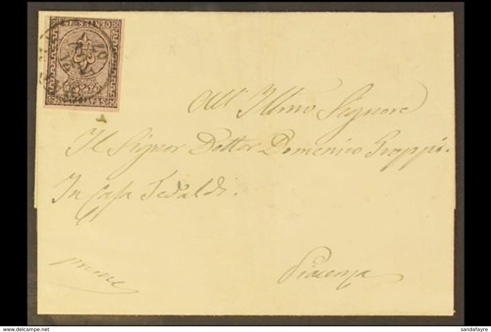 PARMA 1857 Cover To Piacenza Franked Superb Copy Of 1852 15c, Sass 3, With Crisp Parma 21 Nov 57 Cds Cancel. For More Im - Unclassified