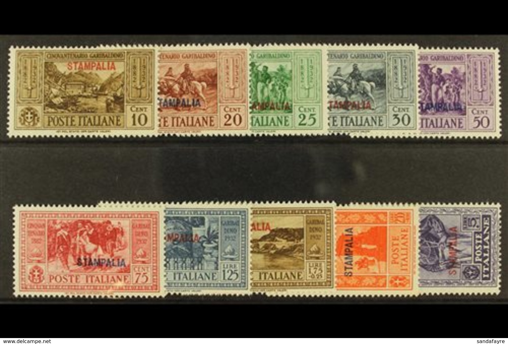 DODECANESE ISLANDS STAMPALIA 1932 Garibaldi Set, SG 89/98, Sassone S.84, Fine Mint (10). For More Images, Please Visit H - Other & Unclassified