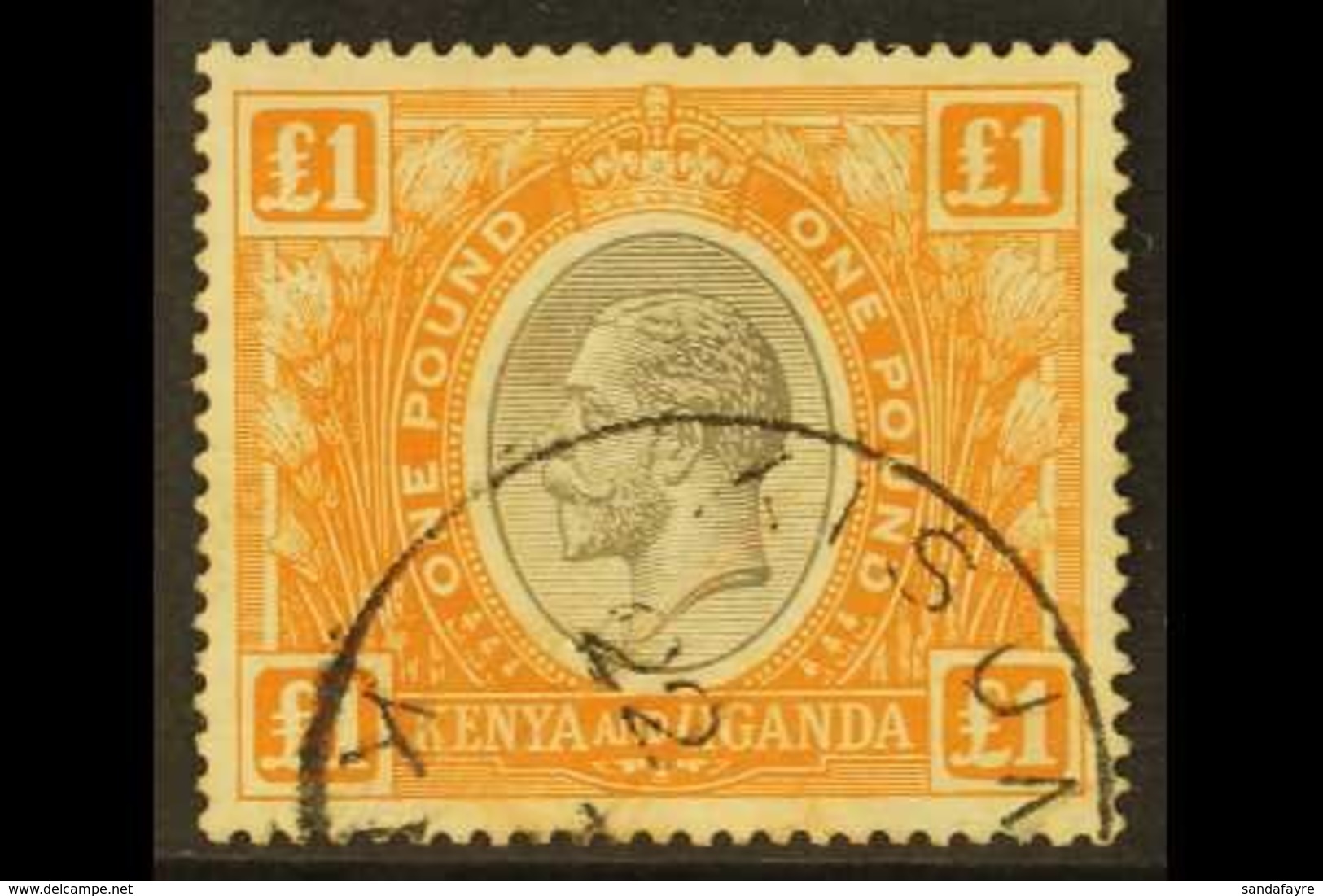 1922-27 £1 Black And Orange, SG 95, Good Used With Neat KISUMU Cds Cancel. For More Images, Please Visit Http://www.sand - Vide