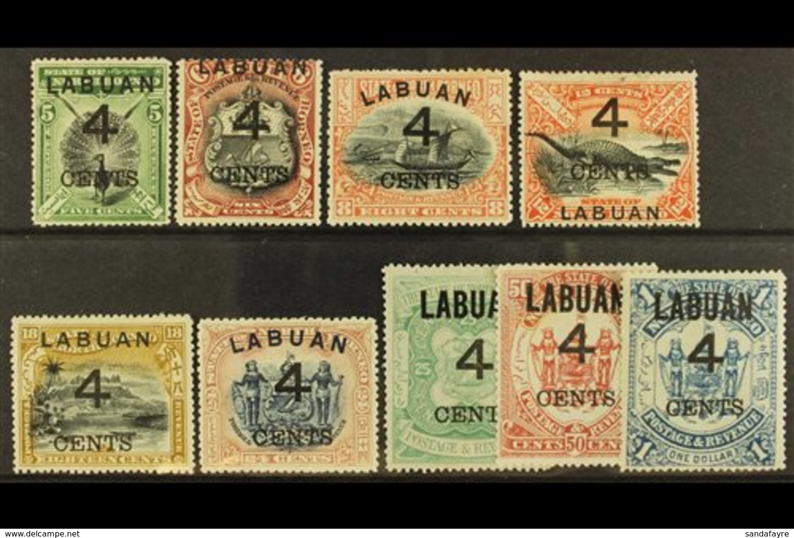 1899 "4 CENTS" Surcharges Complete Set, SG 102/110, Mint, Mostly Fine And With Lovely Bright Colours. (9 Stamps) For Mor - North Borneo (...-1963)