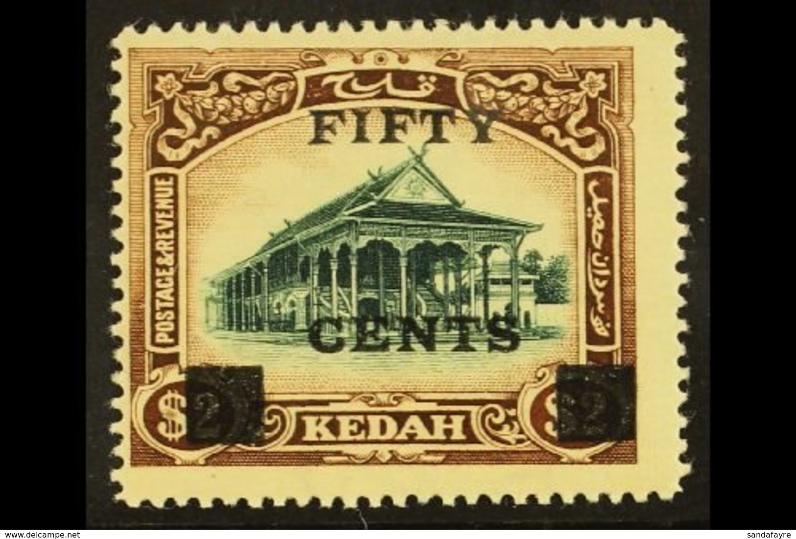 KEDAH 1919 50c On $2 Green And Brown, SG 24, Very Fine And Fresh Mint. For More Images, Please Visit Http://www.sandafay - Altri & Non Classificati