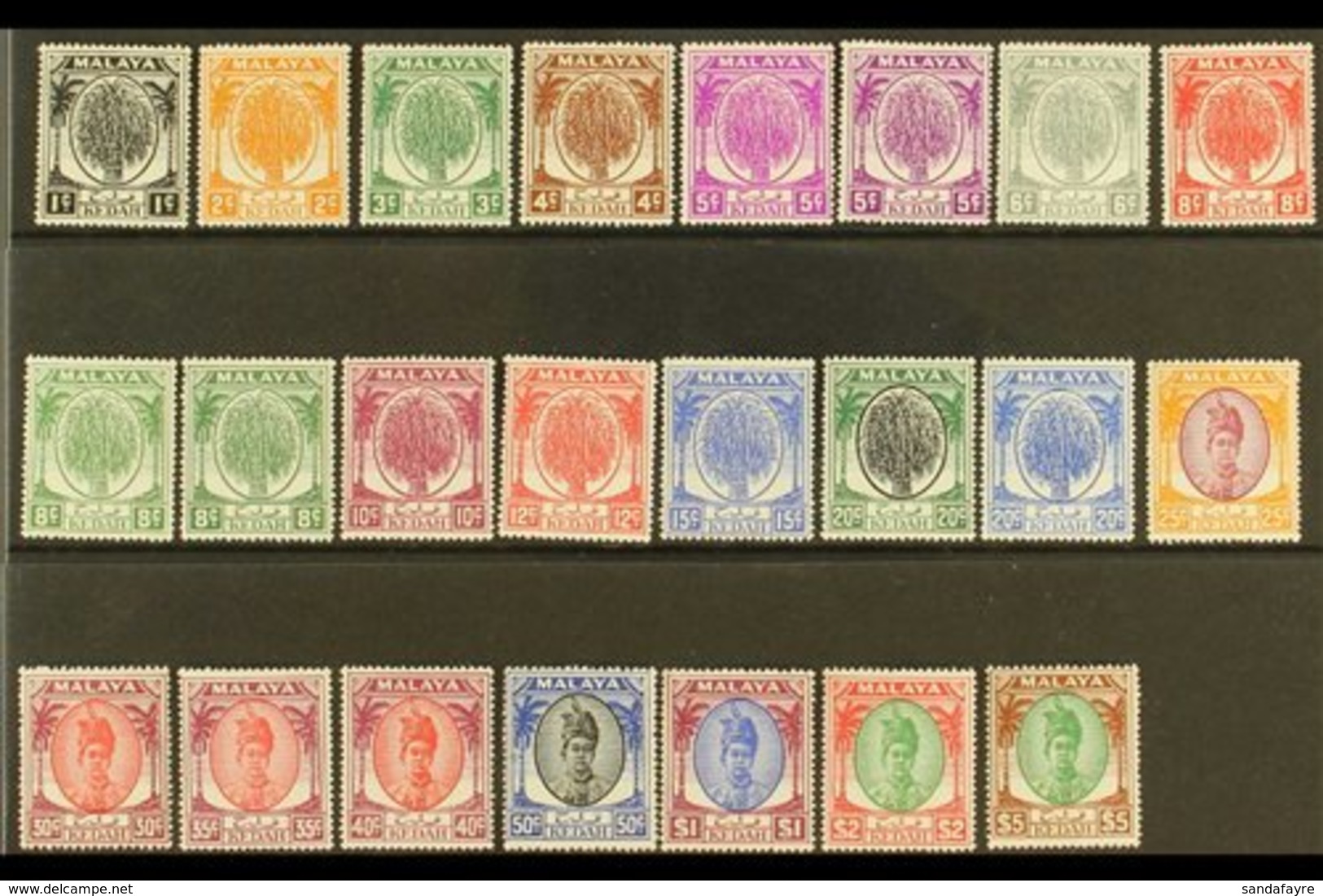 KEDAH 1950-55 Complete Sheaf And Sultan Set, SG 76/90, Plus Listed 5c And 8c Shades, Superb Never Hinged Mint. (23 Stamp - Other & Unclassified