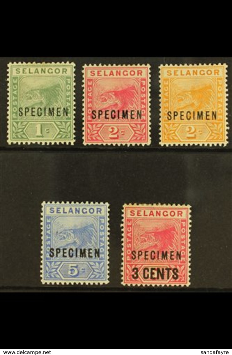 SELANGOR 1891 - 4 Tigers Set Plus 3c Overprint Overprinted "Specimen", SG 49s/53s, Very Fine Mint. (5 Stamps) For More I - Other & Unclassified